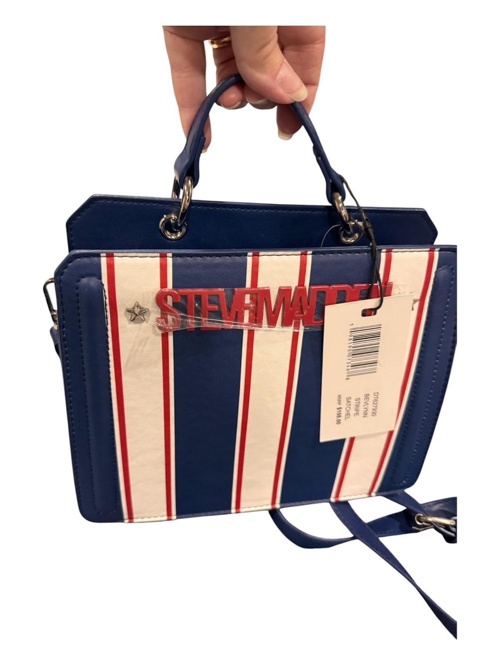 Steve Madden Patriotic Striped Top-Handle and Crossbody Women's Bag; NWT